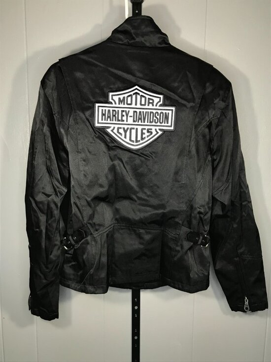 Harley-Davidson Jackets & Blazers - Harley Davidson Black Riding Reflective Jacket Coat Women sz M Nylon Shield Logo